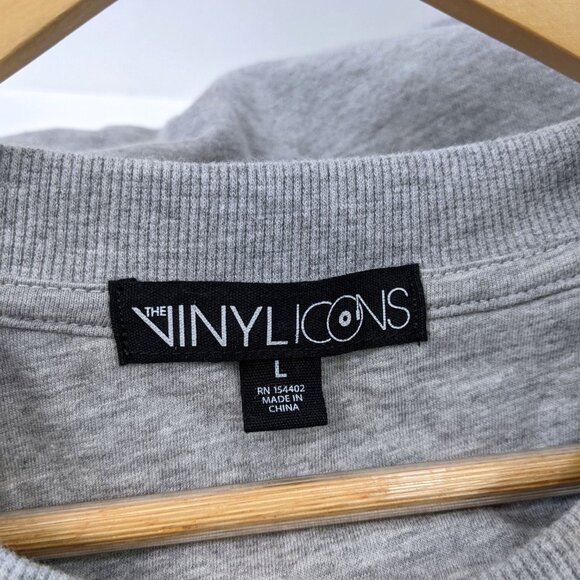 The Vinyl Icons Size L Womens Long Sleeve Gray Football Bubble Hem Crop Top - Picture 5 of 6